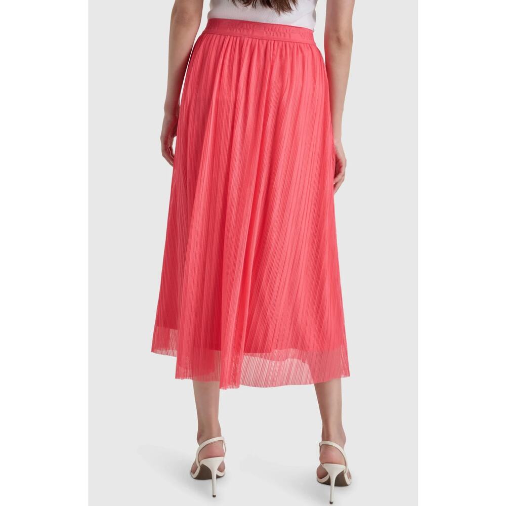 Dkny Plissé Midi Skirt in Beach Coral Size XL 3421 - Picture 2 of 5